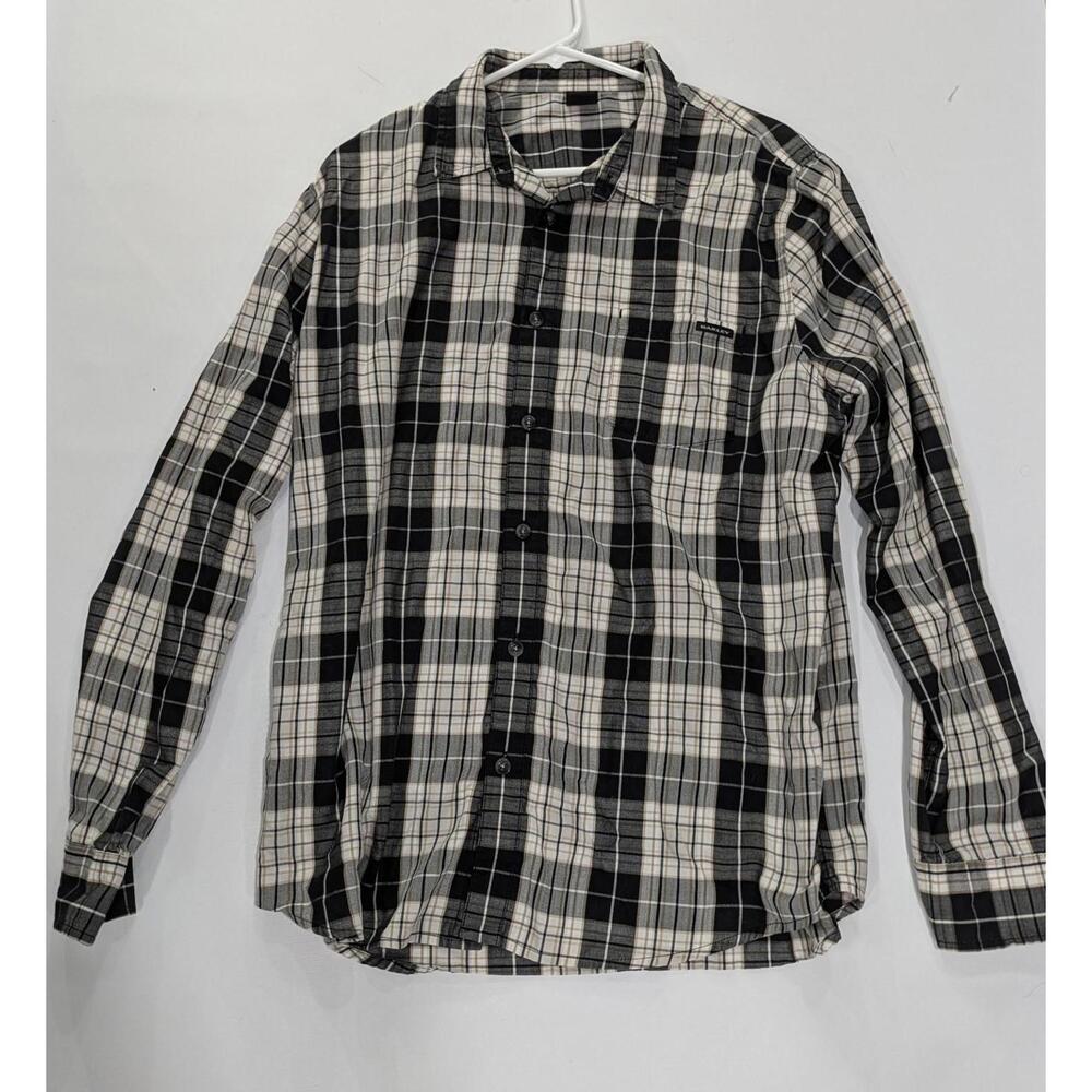 Mens Buckle Oakley Black White‎ Long Sleeve Button Up Checkered Shirt Size XL